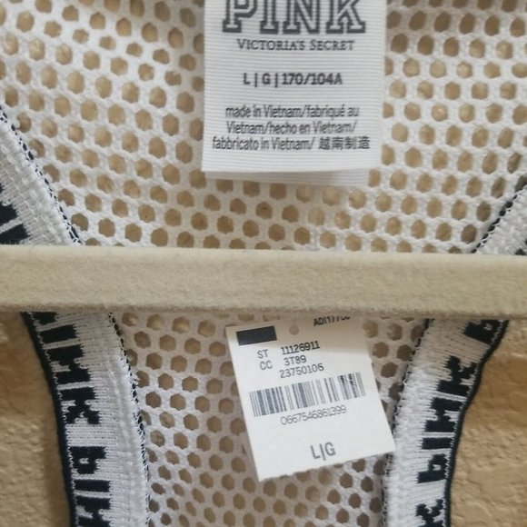 VS Pink Women's Crop Top Sheer See-Through Fishnet Sleeveless Mesh NWT Large - Picture 3 of 4